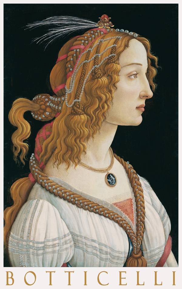 Simonetta Vespucci idealizált portréja nimfaként - reprint, művészeti plakát Sandro Botticelli Női alak, Portré Simonetta Vespucci idealizált portréja nimfaként - reprint, művészeti plakát Sandro Botticelli Női alak, Portré