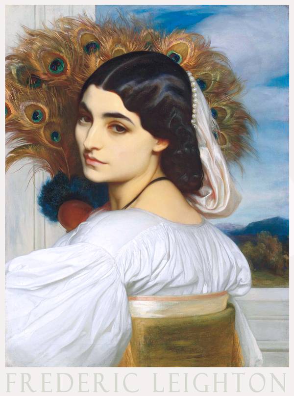 Páva, preraffaelita női portré - reprint, művészeti plakát Frederic Leighton Női alak, Portré Páva, preraffaelita női portré - reprint, művészeti plakát Frederic Leighton Női alak, Portré