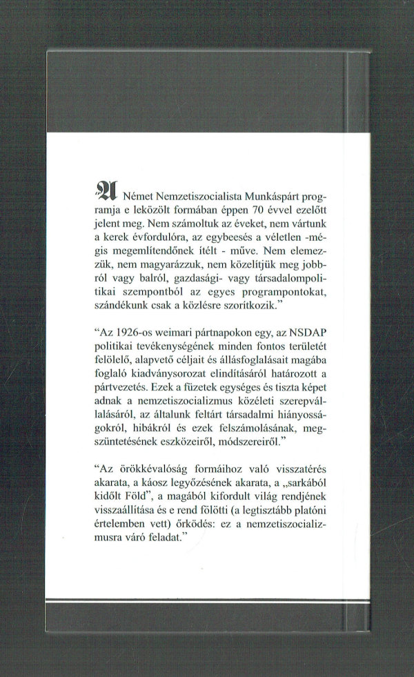 Az NSDAP programja és világnézeti alapjai  Szeltner Tibor
