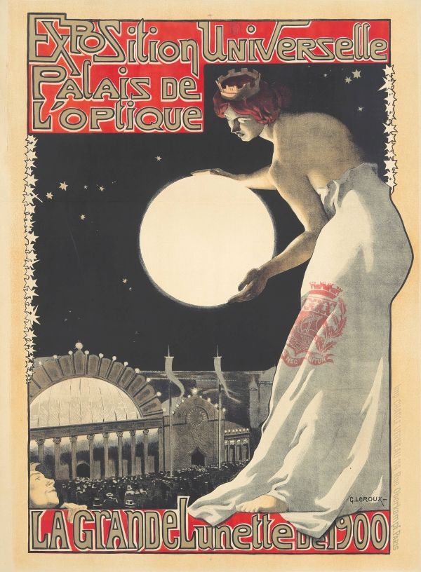 Párizsi világkiállítás plakátja, optikai pavilon, 1900 Georges Paul Leroux  Kiállítás, rendezvény, Női alak, Szecesszió