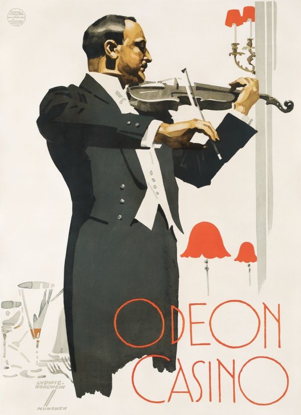 Odeon Casino – Vintage reklám plakát Ludwig Hohlwein  Férfi alak, Szecesszió