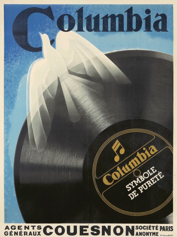Columbia Recorcs – Vintage art deco hanglemez reklám plakát Anonymus  Art deco, Film, színház, zene