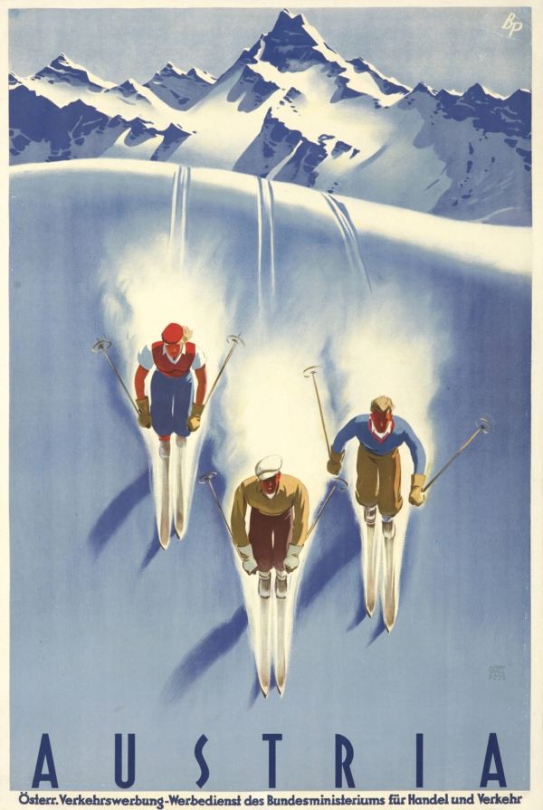 Austria – Vintage retro osztrák téli sport, síelés reklám plakát Anonymus  Rerto, Sport, síelés, horgászat, Utazás, turisztika